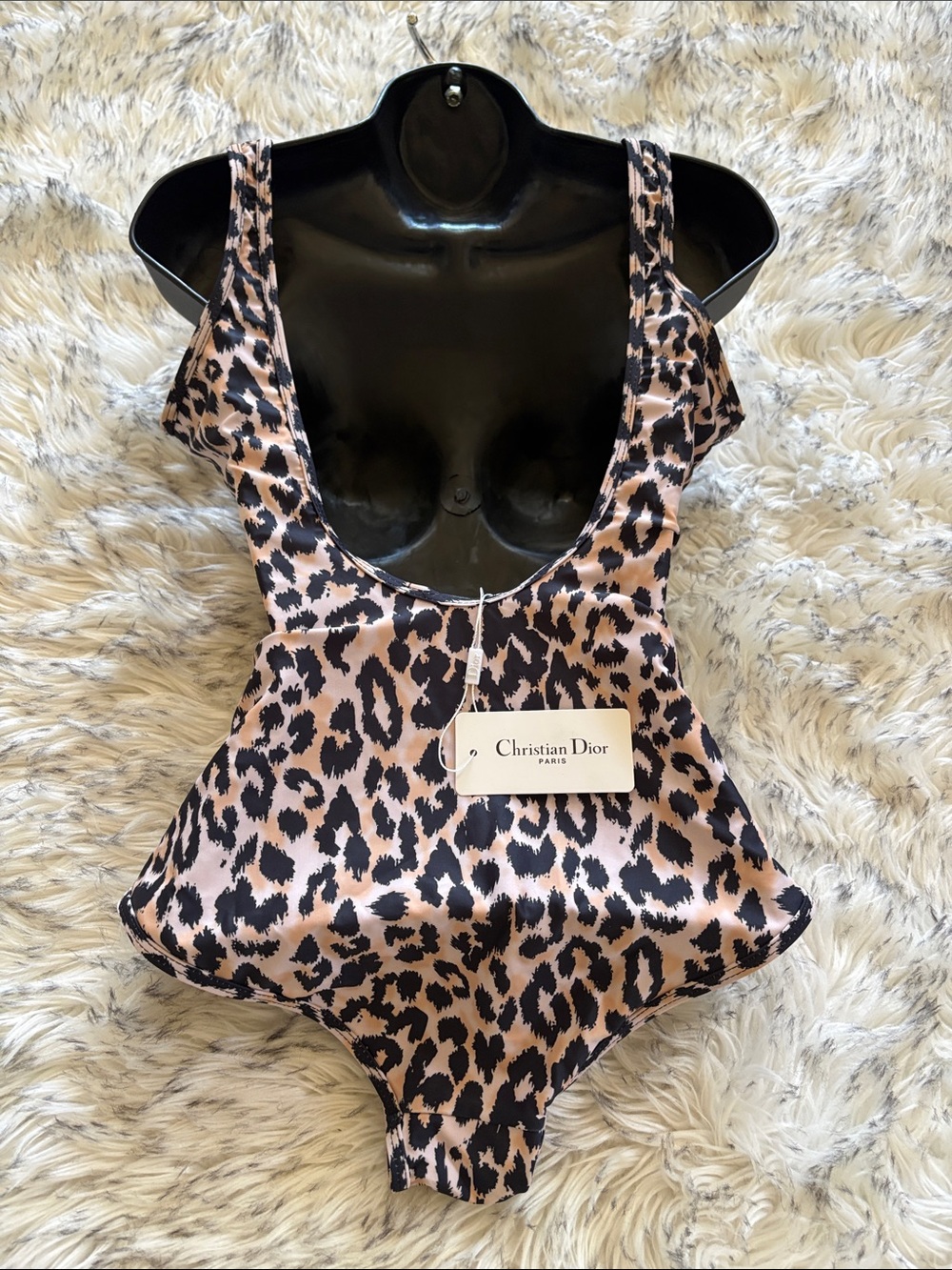 Dior Leopard Print One-Piece Swimsuit in Beige/Black NWT - Picture 4 of 8